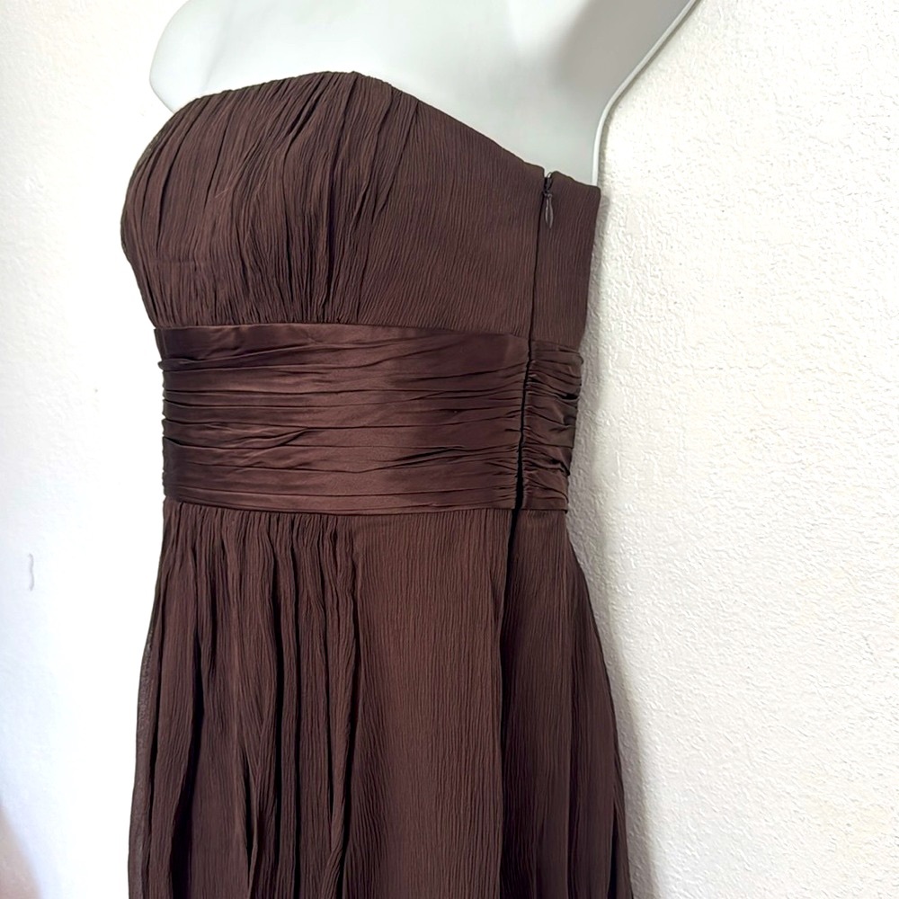 Ann Taylor silk chiffon strapless dress rich brown size 6 - Picture 2 of 7
